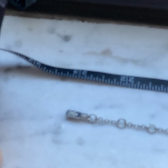 LONG SILVER TONE and RHINESTONE ADJUSTABLE NECKLACE - Picture 7 of 10